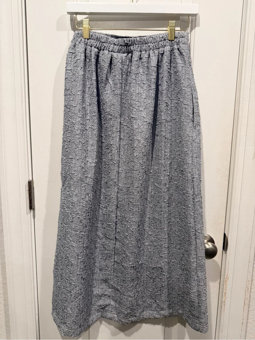 Melloday Gray Textured Pull-On Maxi Skirt Size Small